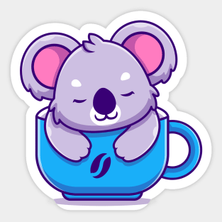 Cute Koala Sleeping In The Cup Coffee Sticker